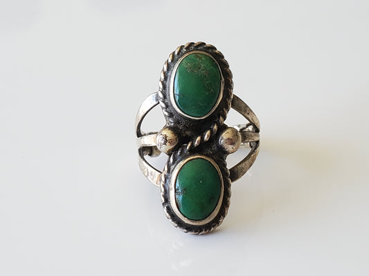 Vintage Navajo Sterling Green Turquoise Ring