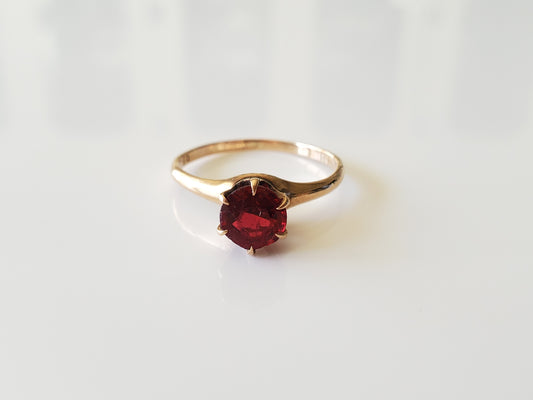 Antique Ostby Barton 1920s 10K Gold Garnet Solitaire Ring