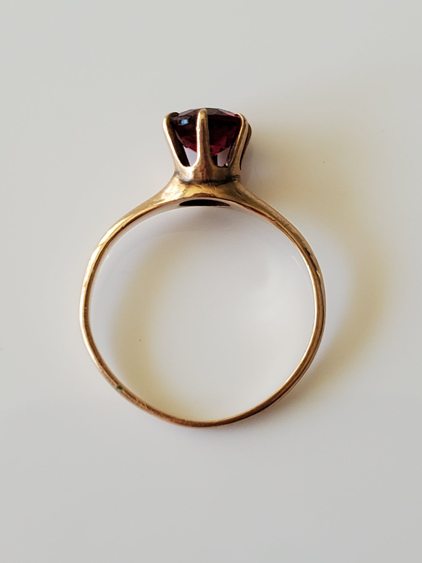 Antique Ostby Barton 1920s 10K Gold Garnet Solitaire Ring