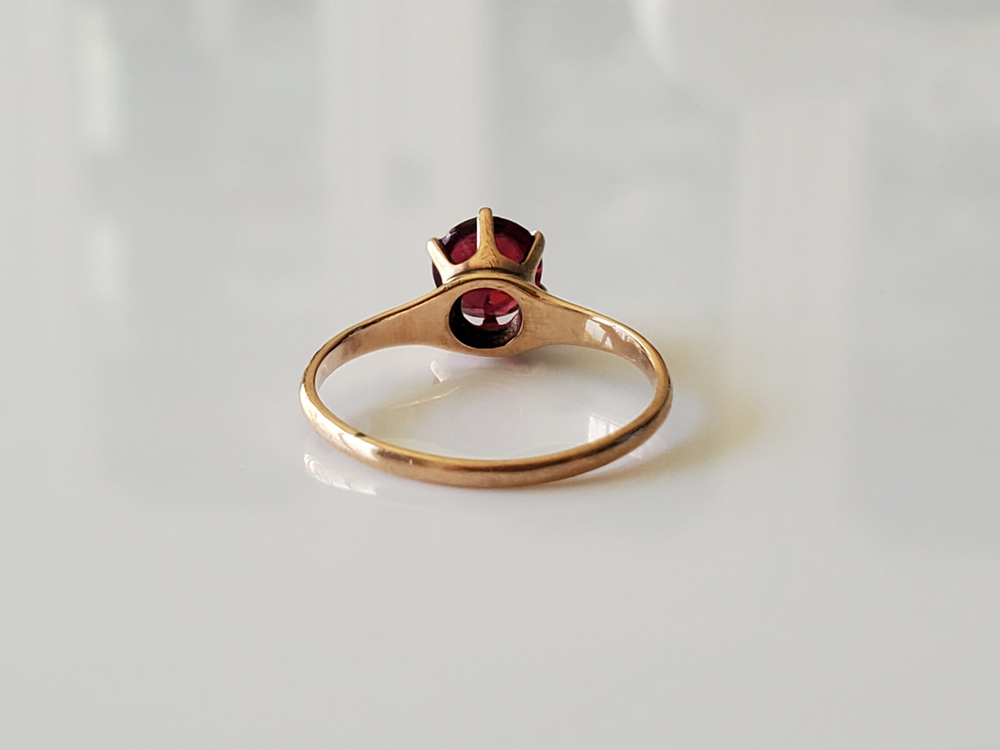 Antique Ostby Barton 1920s 10K Gold Garnet Solitaire Ring