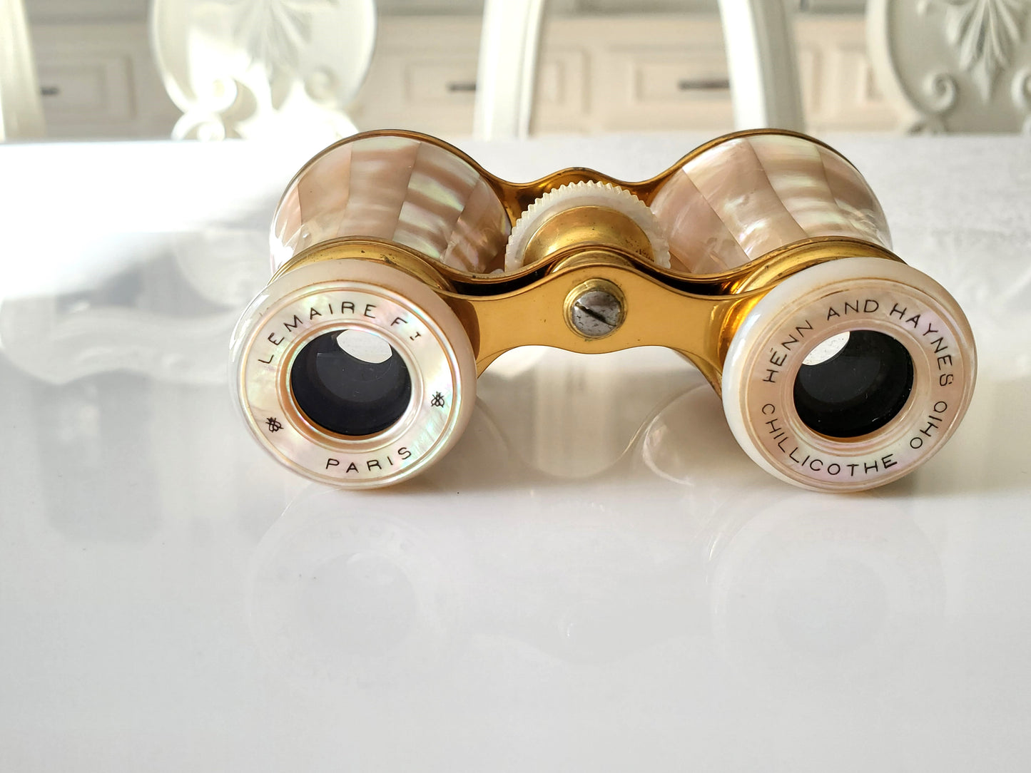 Vintage Lemaire F1 Paris Opera Glasses Mother of Pearl Binoculars W/ Case