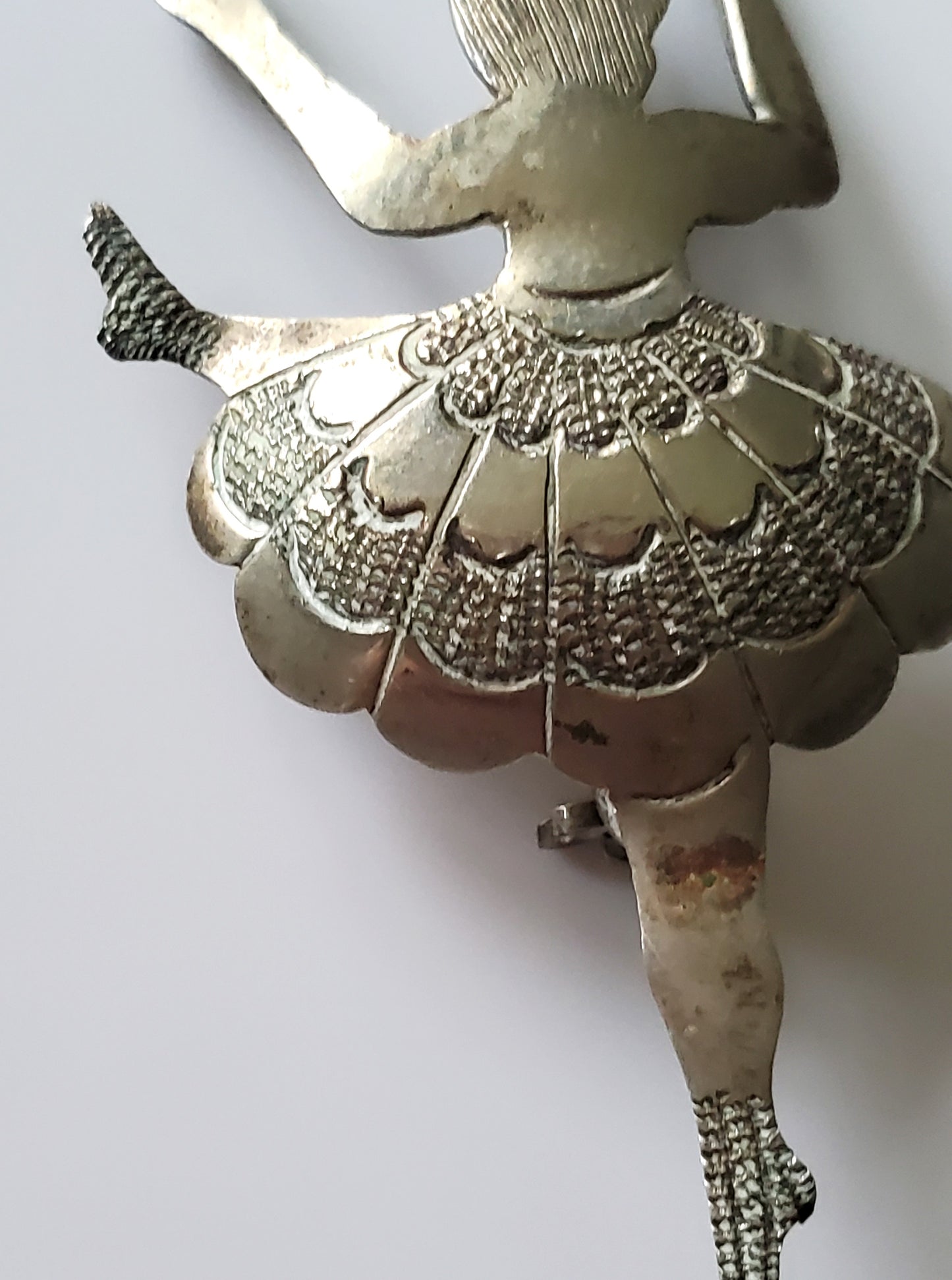 Alpaca Silver Hecho En Mexico Mexican Lady Dancer Brooch Pin