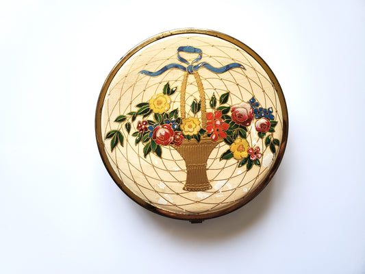 Vintage Houbigant Floral Basket Compact