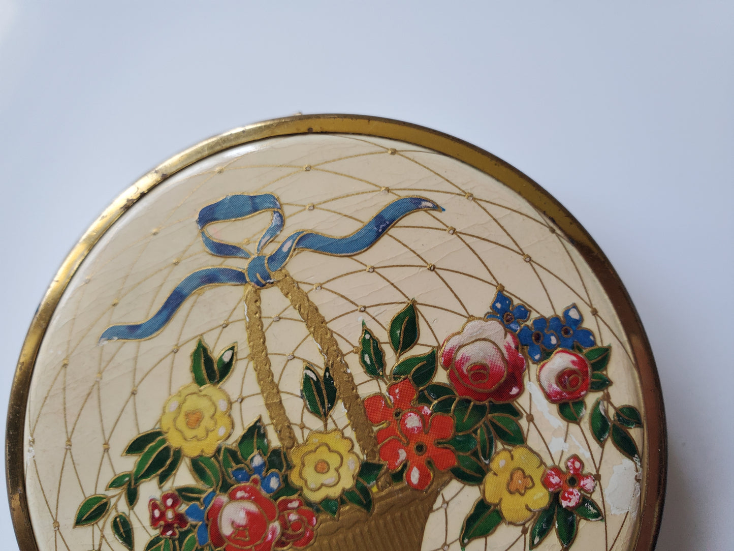 Vintage Houbigant Floral Basket Compact