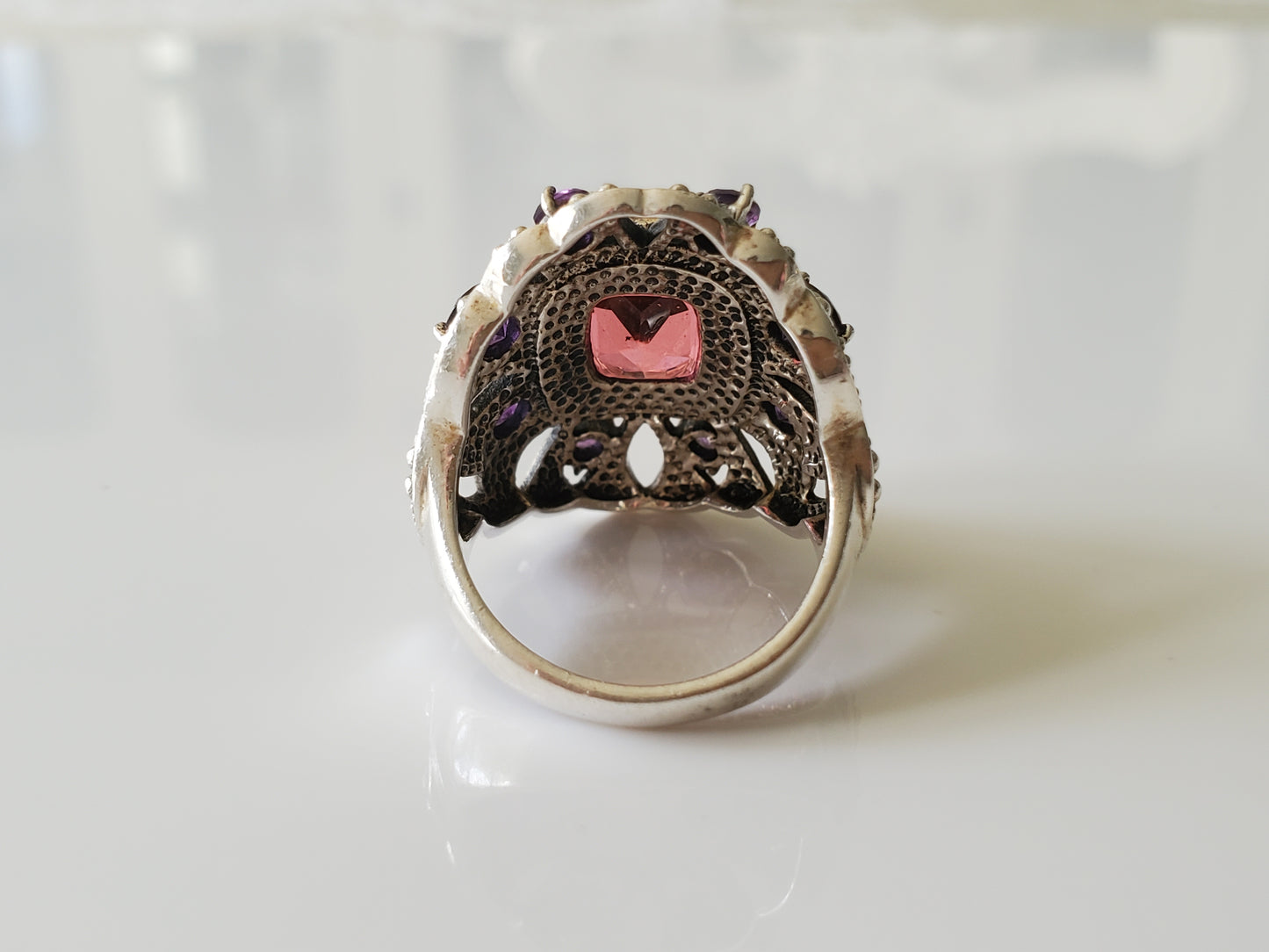 Watermelon Quartz and Amethyst Nicky Butler Sterling Ring