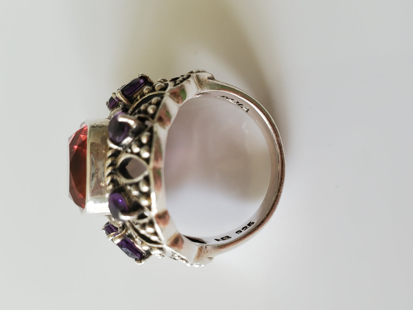 Watermelon Quartz and Amethyst Nicky Butler Sterling Ring