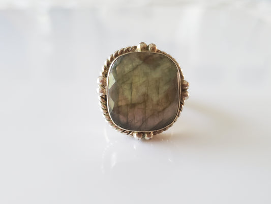 Vintage Labrodite Sterling Silver Ring