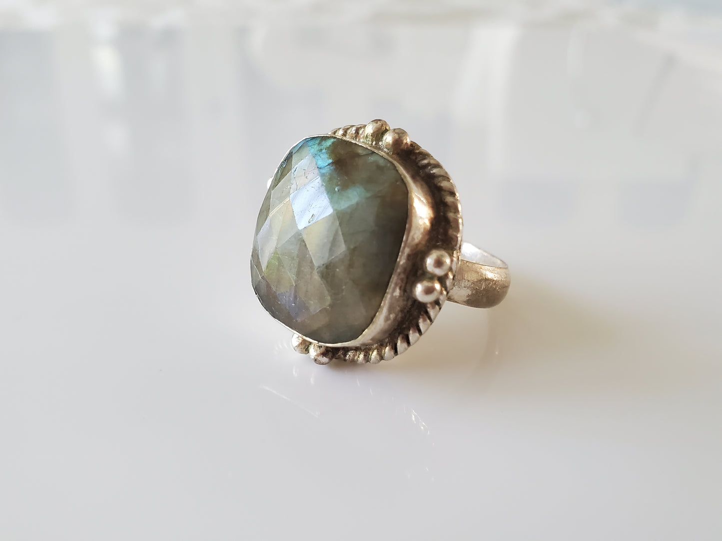 Vintage Labrodite Sterling Silver Ring