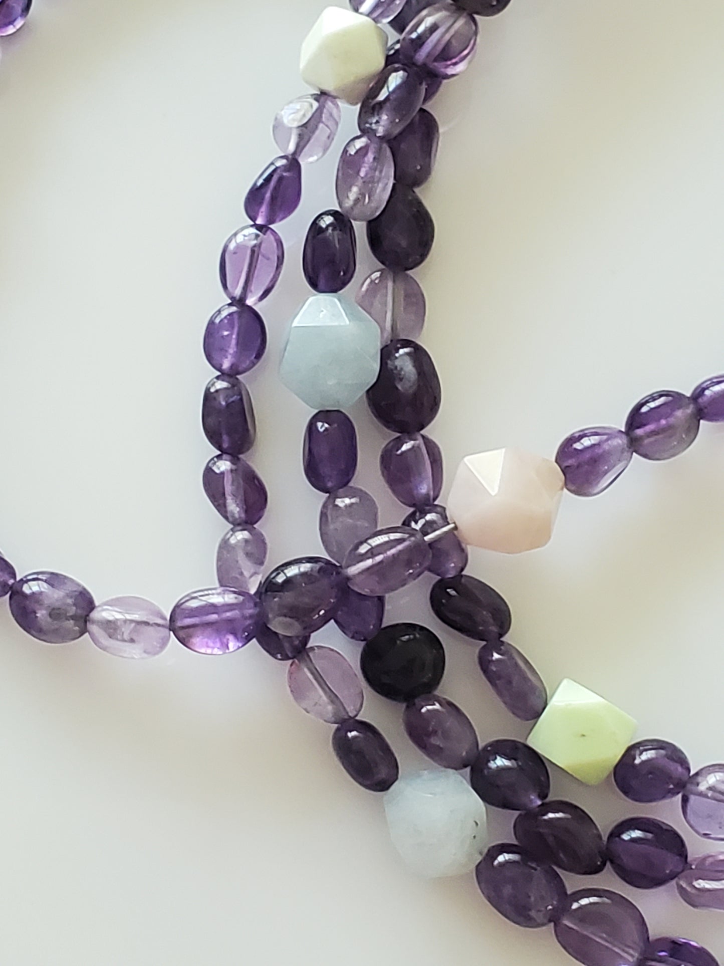 Multi-color Purple Glass Beaded 60 inch Never-ending Necklace with Sterling Silver Clasp
