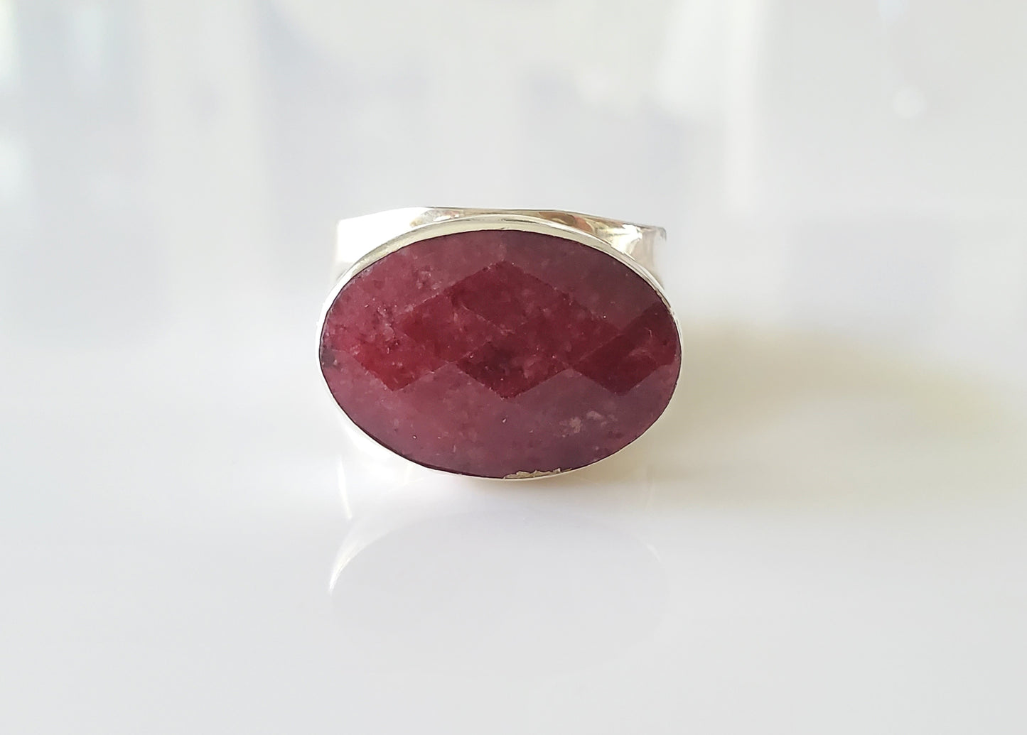 Sterling Silver East West Ruby Ring