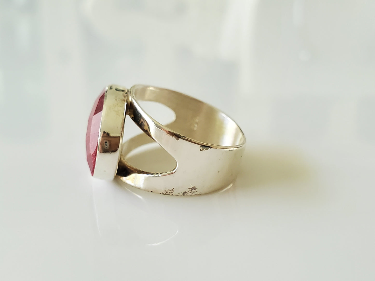 Sterling Silver East West Ruby Ring