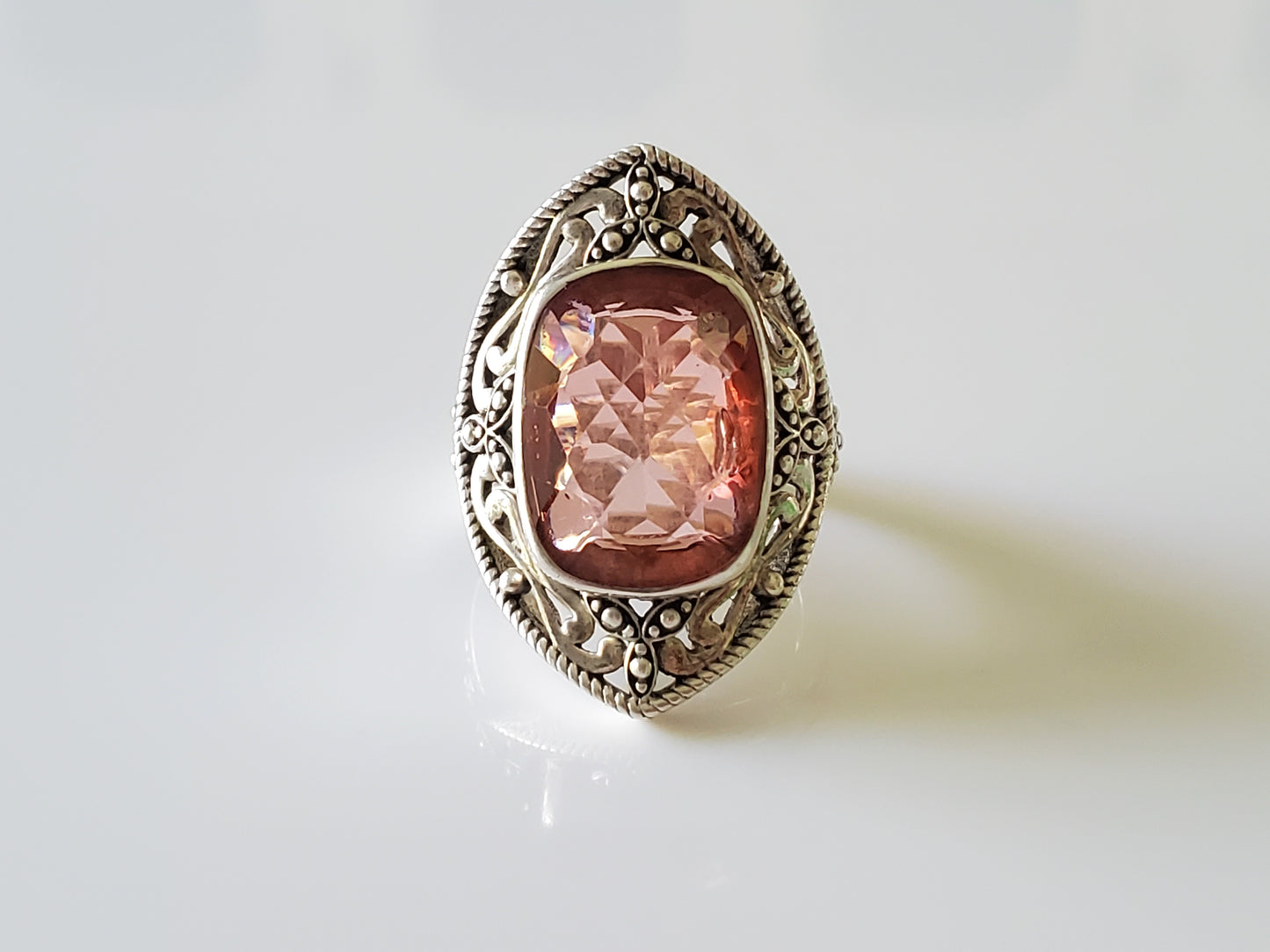 Pink Watermelon Quartz Navette Ring by Nicky Butler