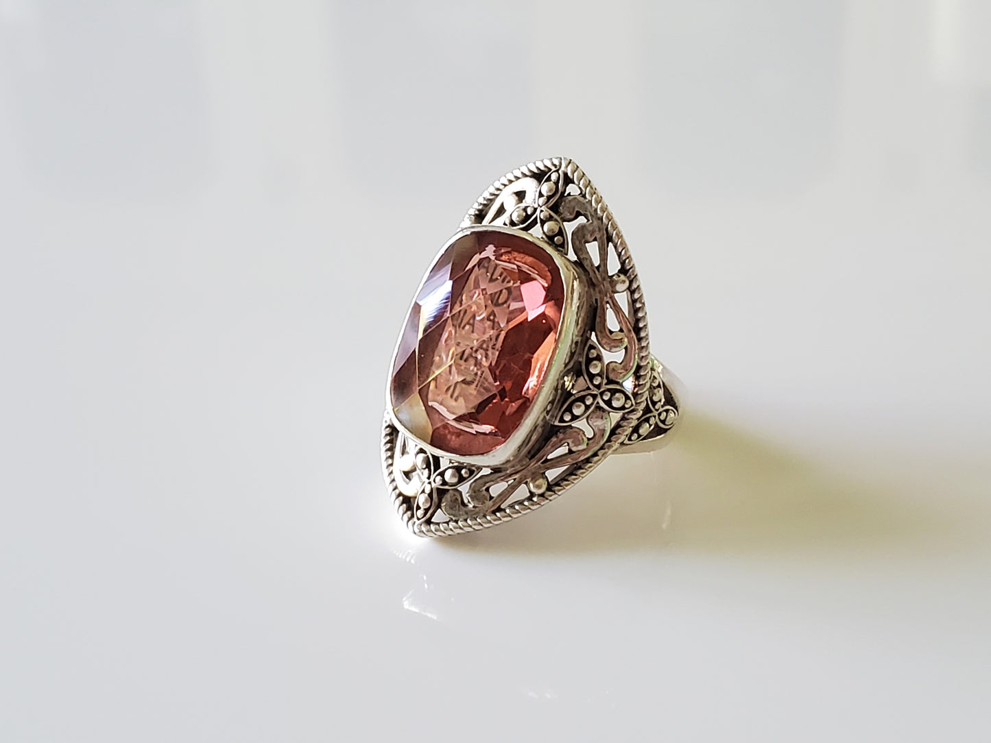 Pink Watermelon Quartz Navette Ring by Nicky Butler