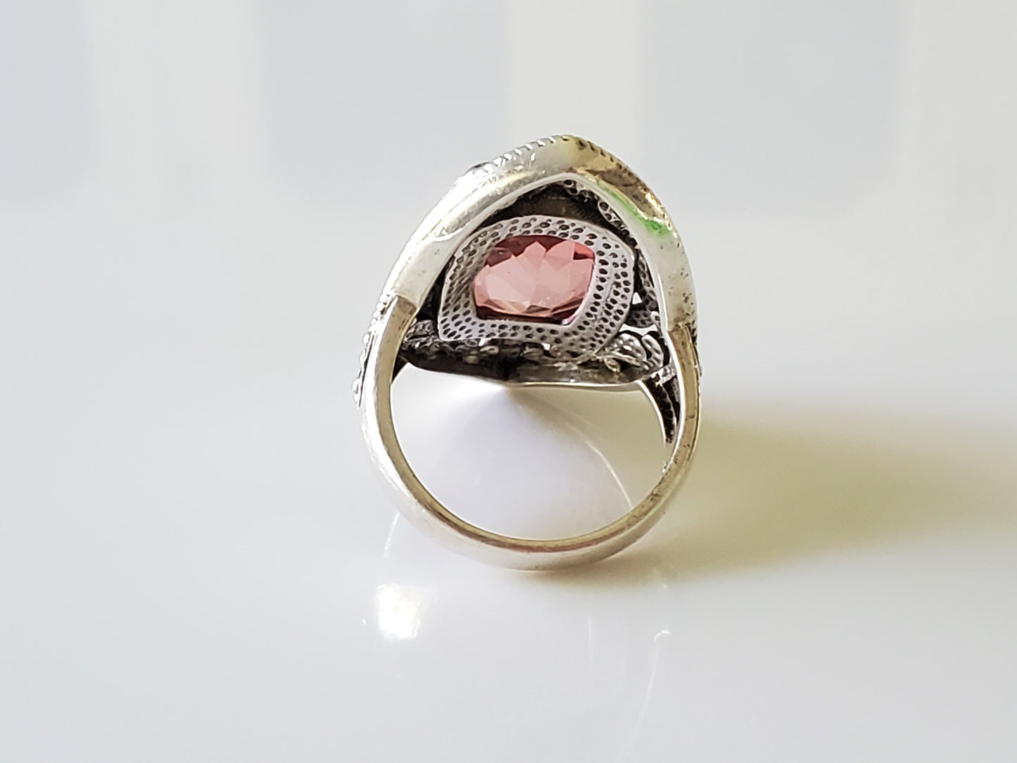 Pink Watermelon Quartz Navette Ring by Nicky Butler