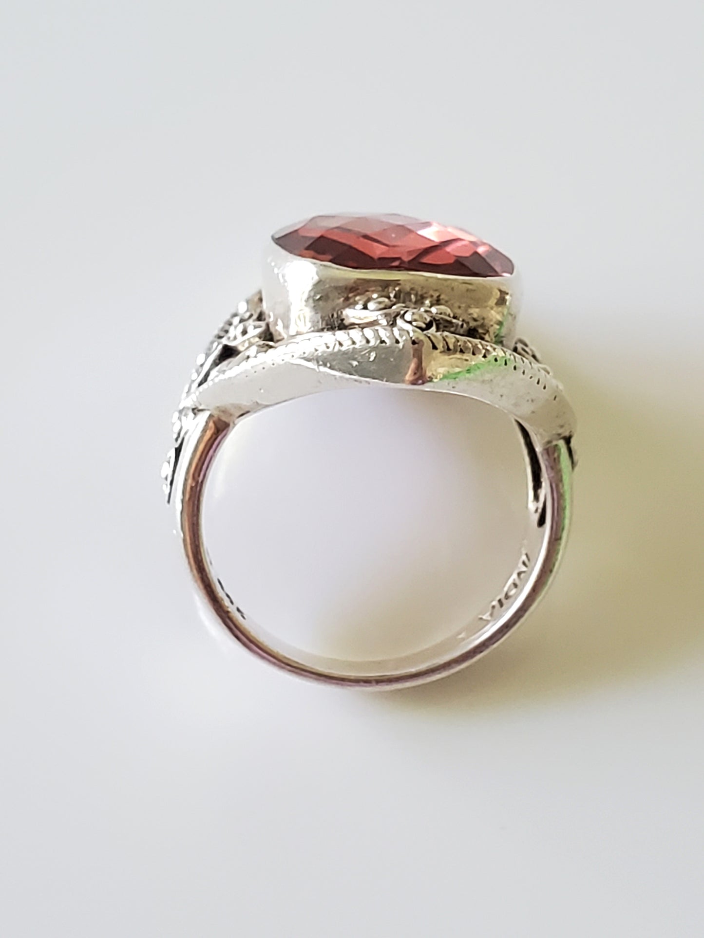 Pink Watermelon Quartz Navette Ring by Nicky Butler