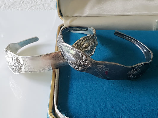 Vintage Sterling Silver Spoon Bangle Bracelet Set