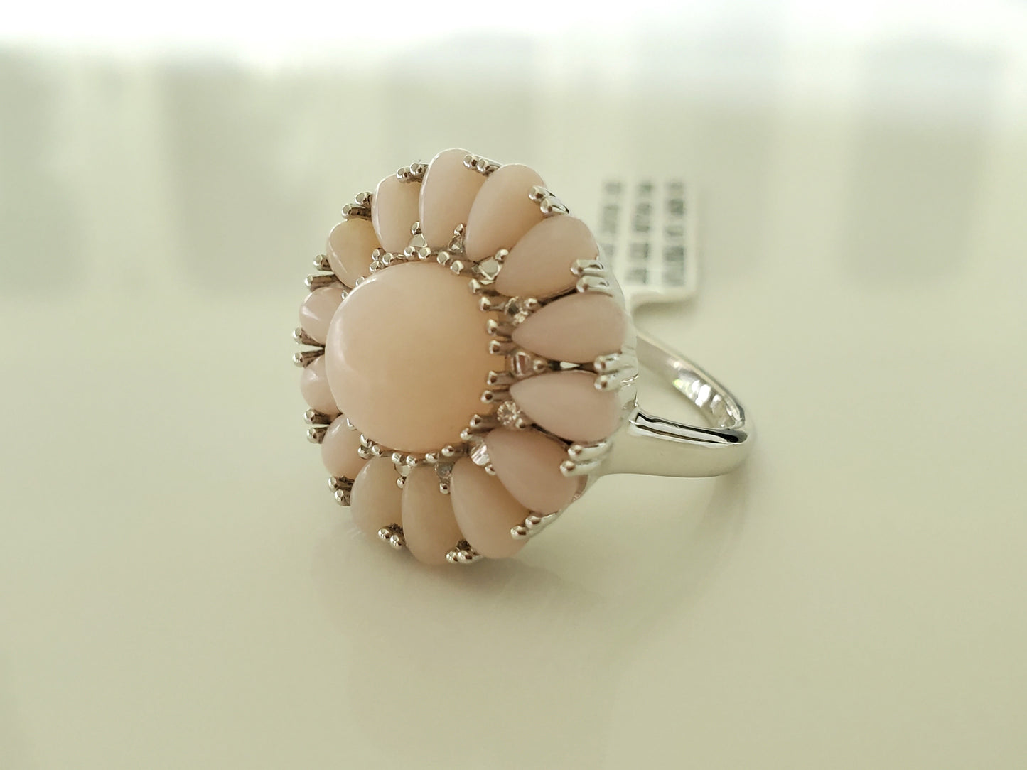 Sterling Silver Pink Peruvian Opal Flower Ring by JTV