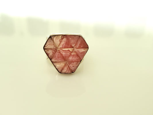 Jay King DTR 925 Sterling Silver and Rhodochrosite Quilted Pattern Ring