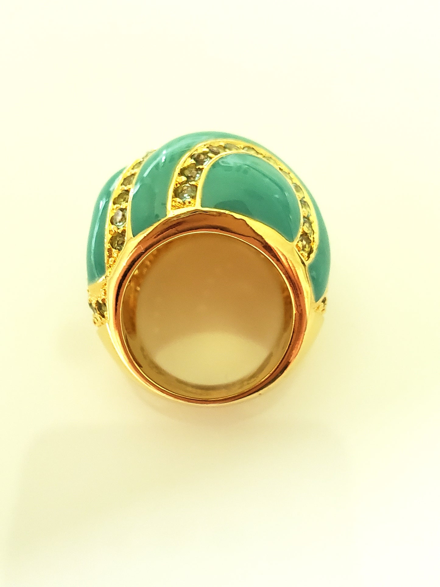 Faux Turquoise and Zircon Sterling Silver Ring