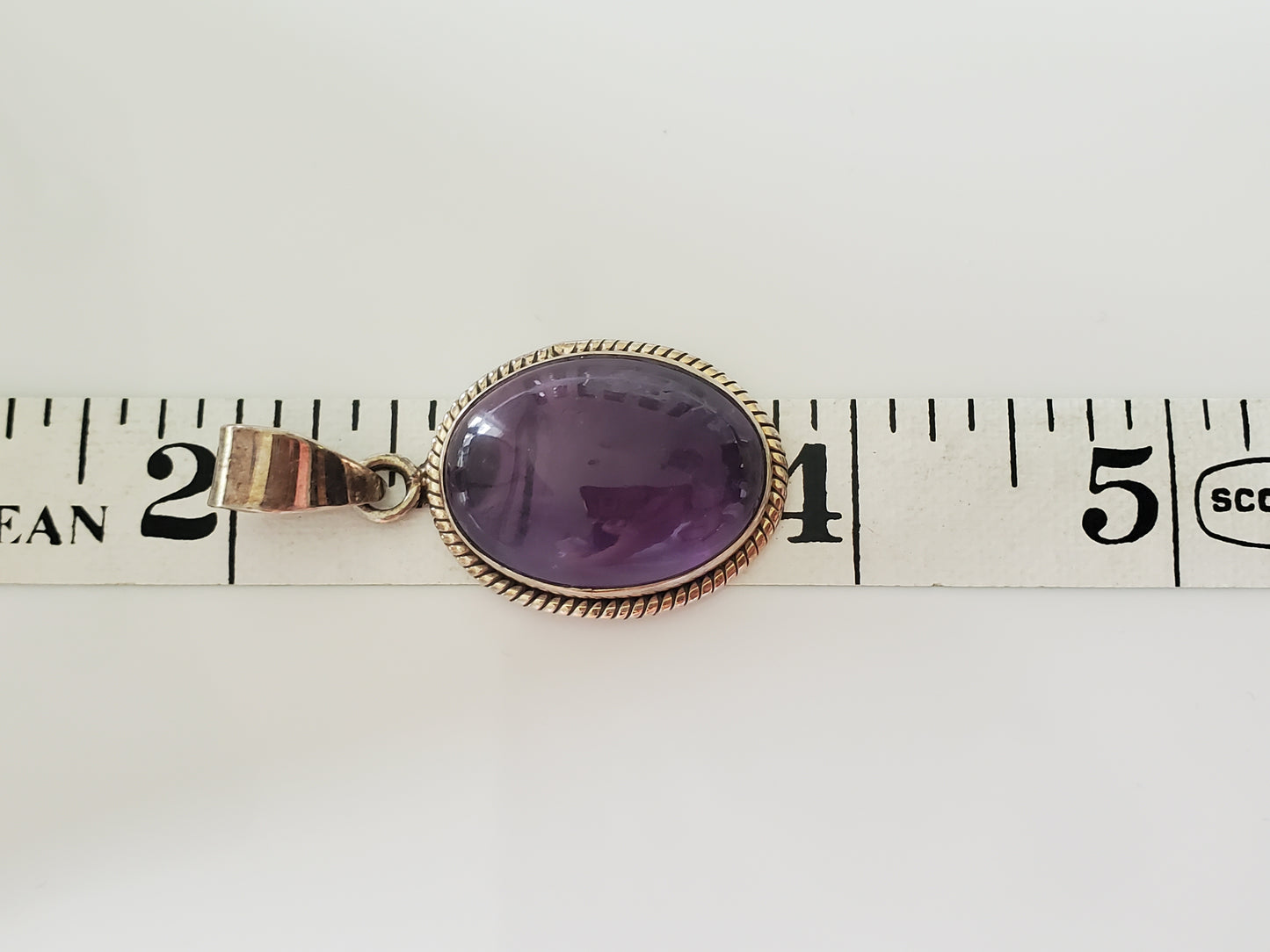 Vintage Sterling Silver Oval Amethyst Carbochan Southwestern Pendant