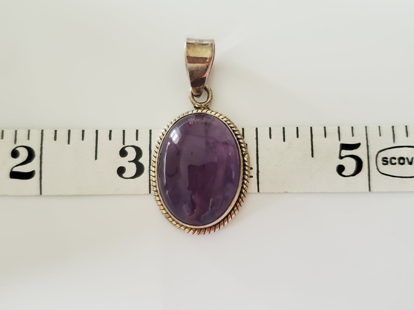 Vintage Sterling Silver Oval Amethyst Carbochan Southwestern Pendant