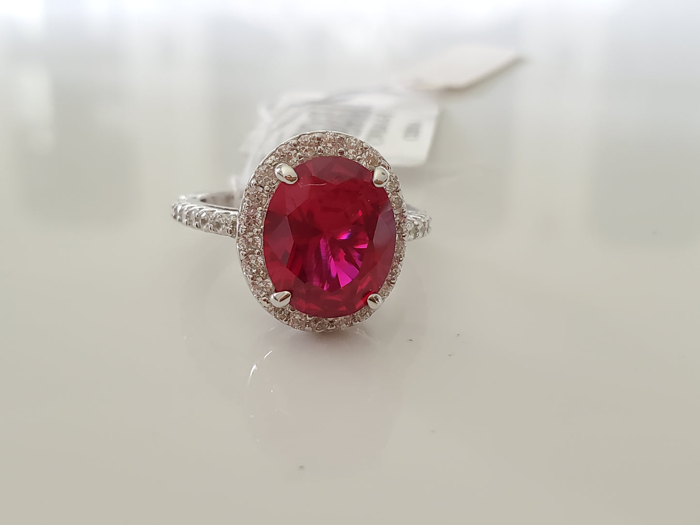 Lab Created Ruby And White Cubic Zirconia Rhodium Over Silver Ring 6.65ctw