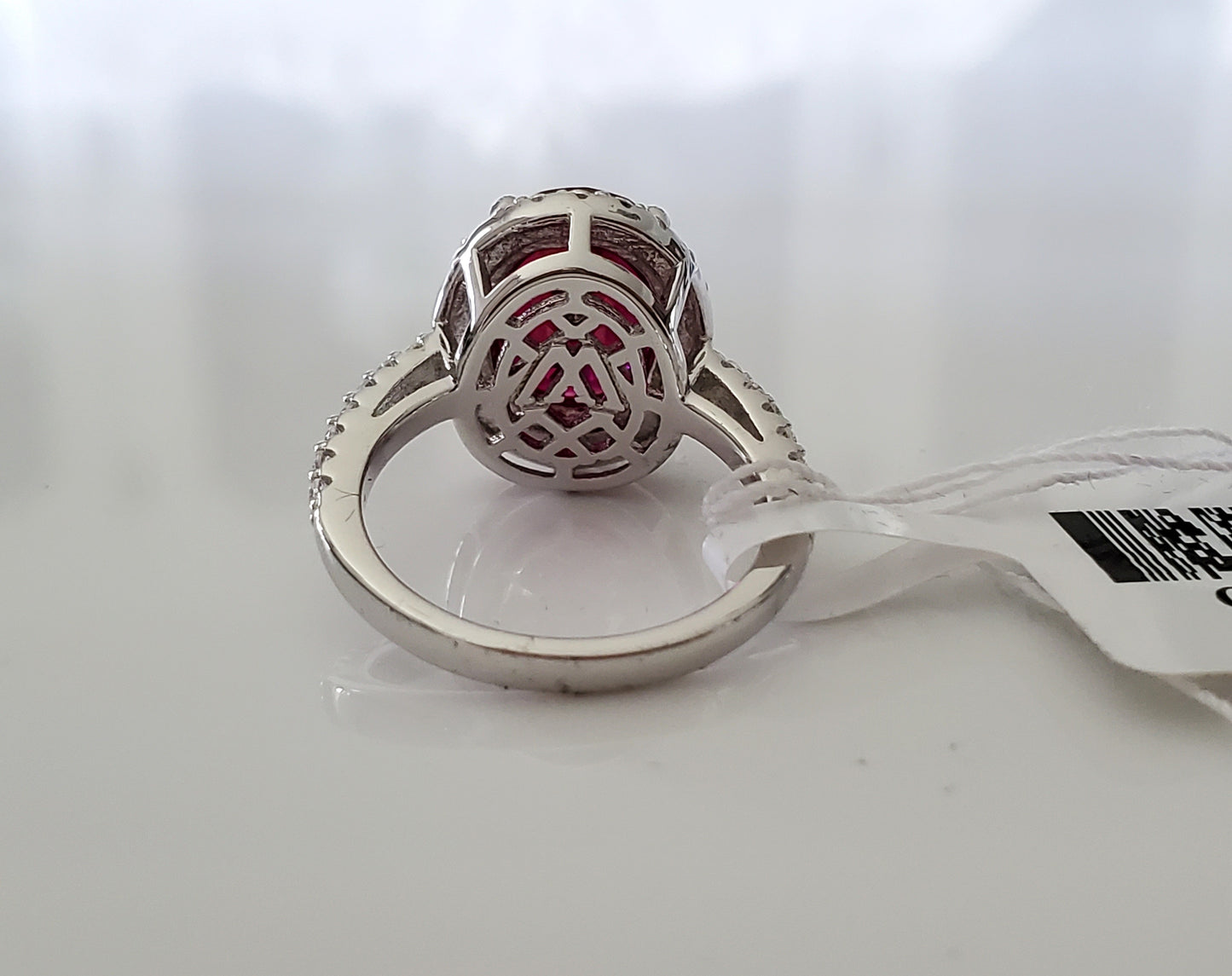 Lab Created Ruby And White Cubic Zirconia Rhodium Over Silver Ring 6.65ctw