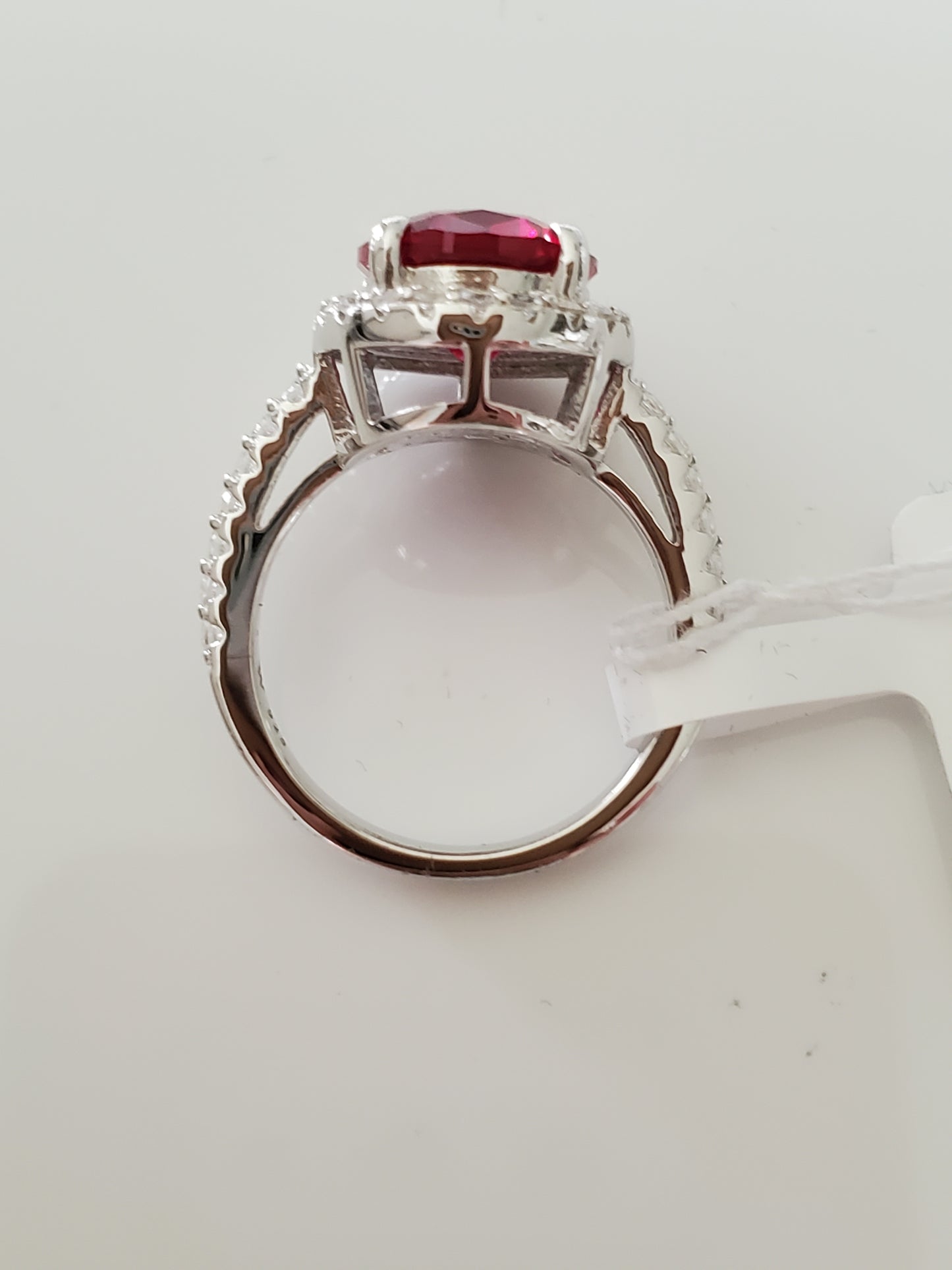 Lab Created Ruby And White Cubic Zirconia Rhodium Over Silver Ring 6.65ctw