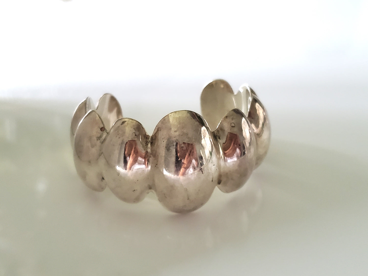 Vintage 1960s Taxco Mexico Puff Sterling Silver Cuff Bangle