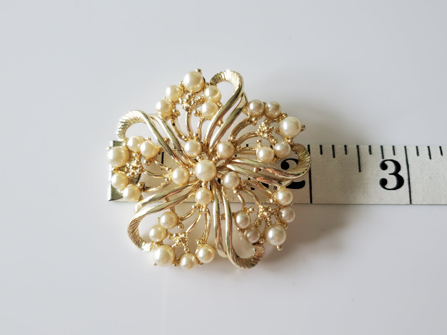 Vintage Pearl and Floral Brooch