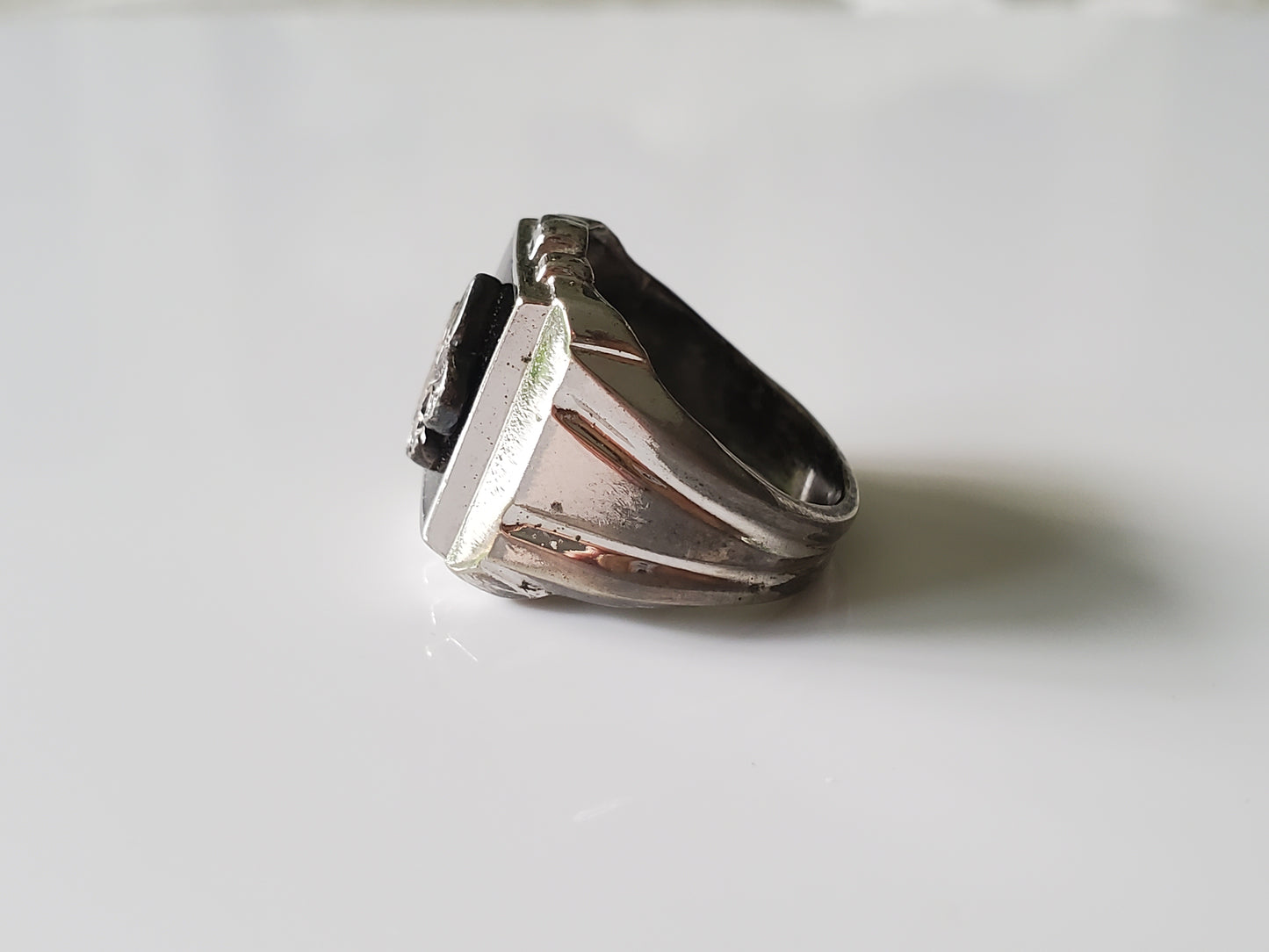 Vintage Sterling Silver and Black Enamel Boy Scout Ring