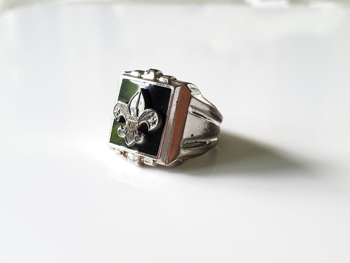 Vintage Sterling Silver and Black Enamel Boy Scout Ring