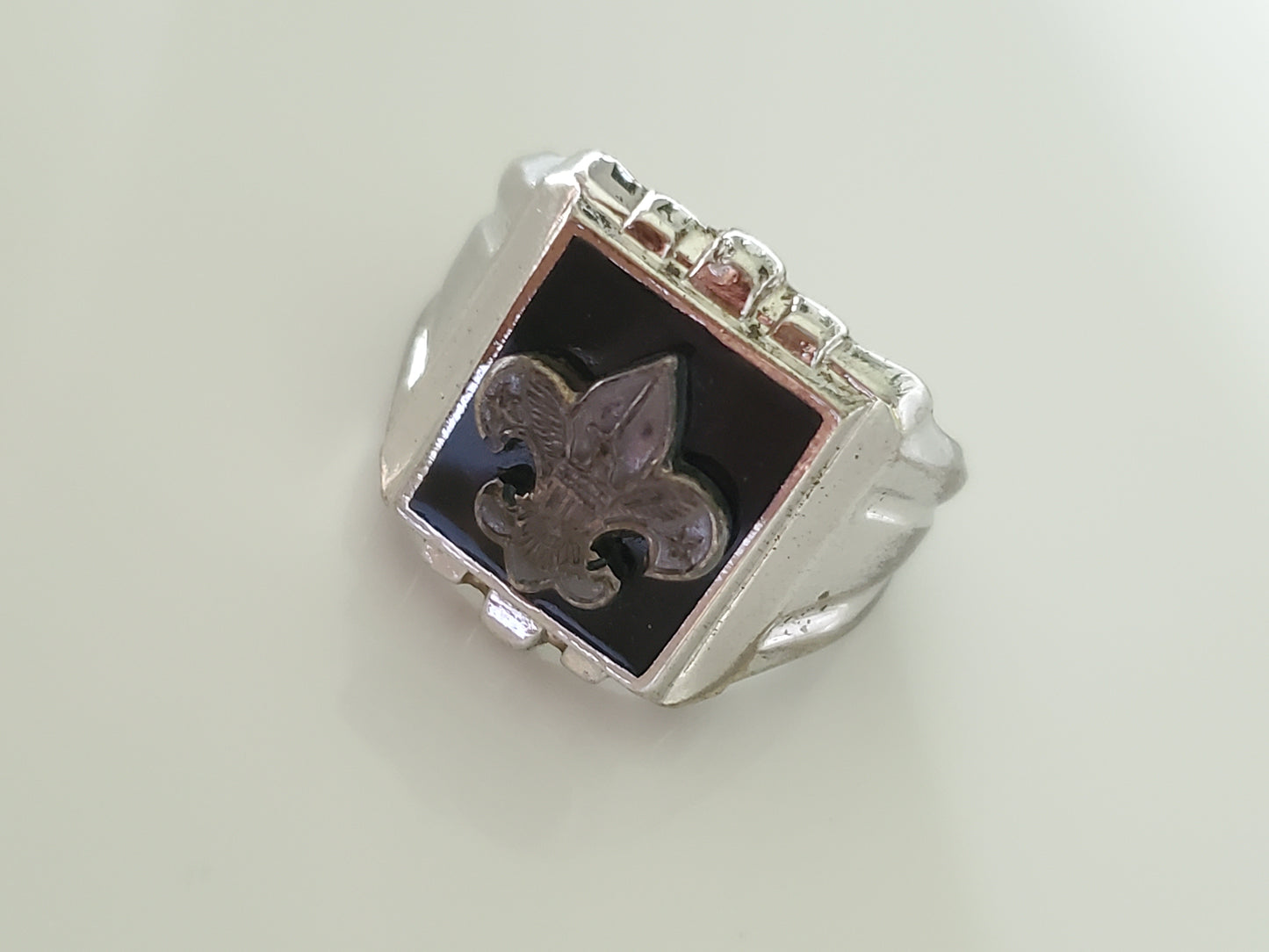 Vintage Sterling Silver and Black Enamel Boy Scout Ring