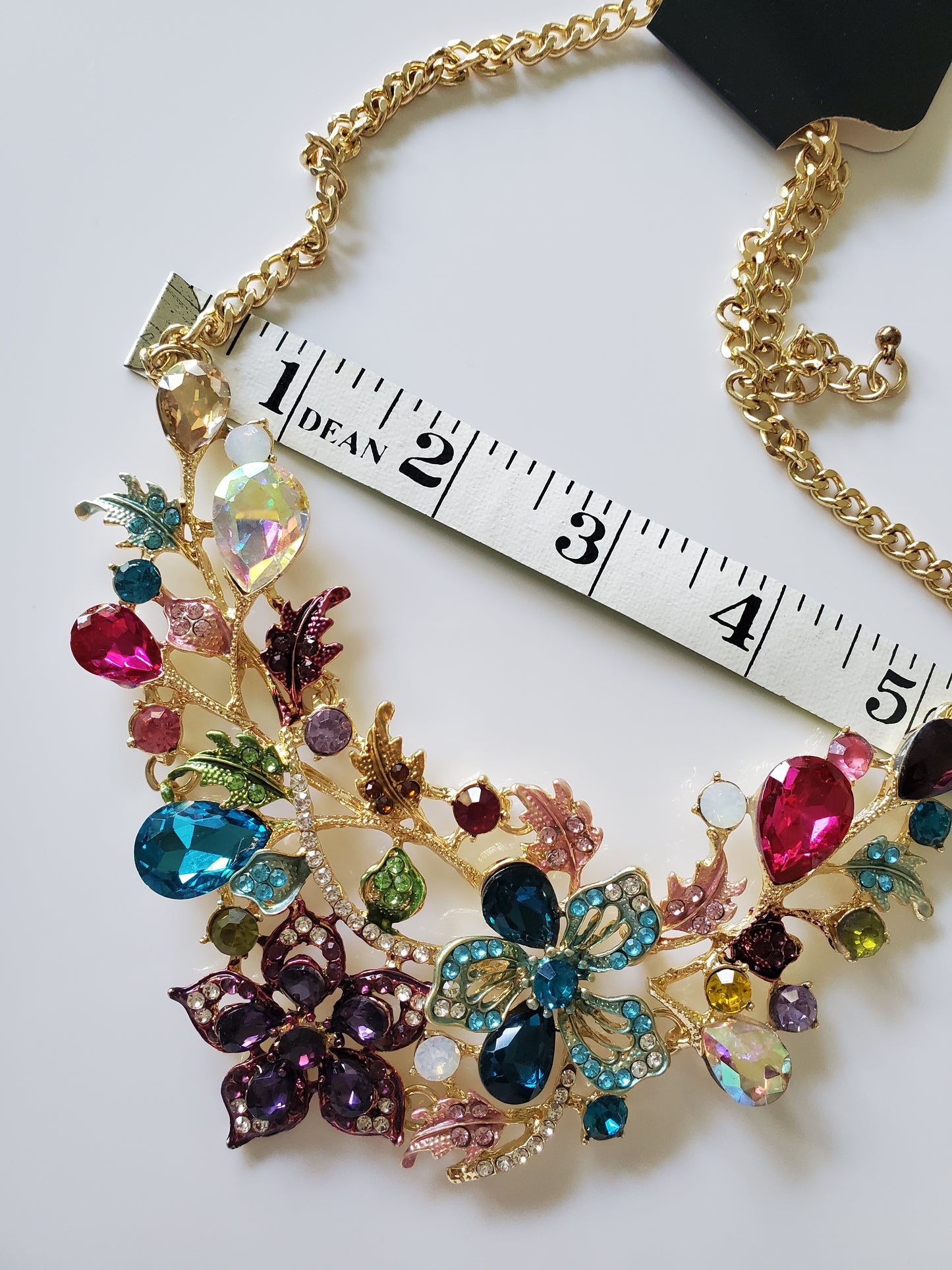 Multicolor Crystal Gold Tone Floral Statement Necklace by JTV