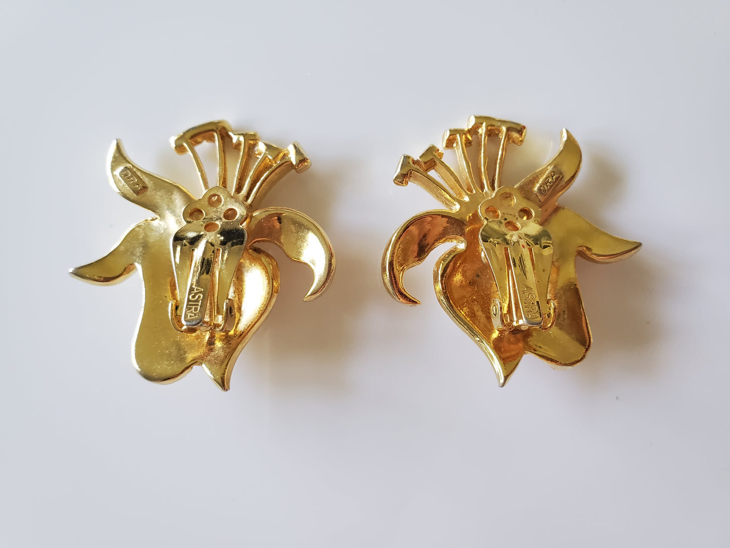 Vintage Mid-Century Astra Designer Rhinestone Clip On Earrings