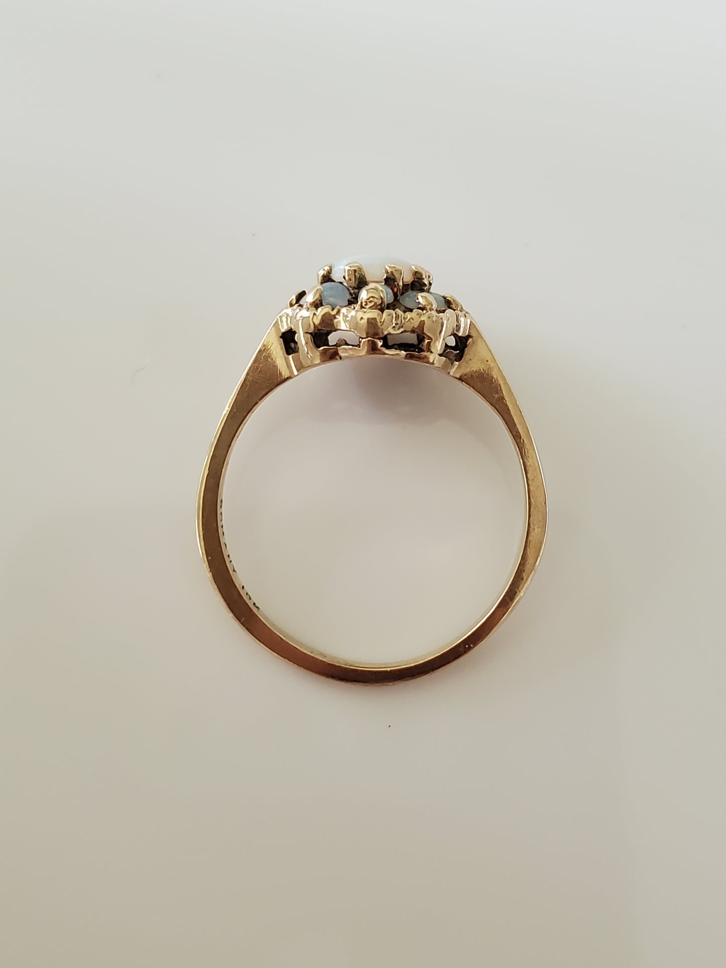 Vintage 10K Gold Romany Opal Halo Ring