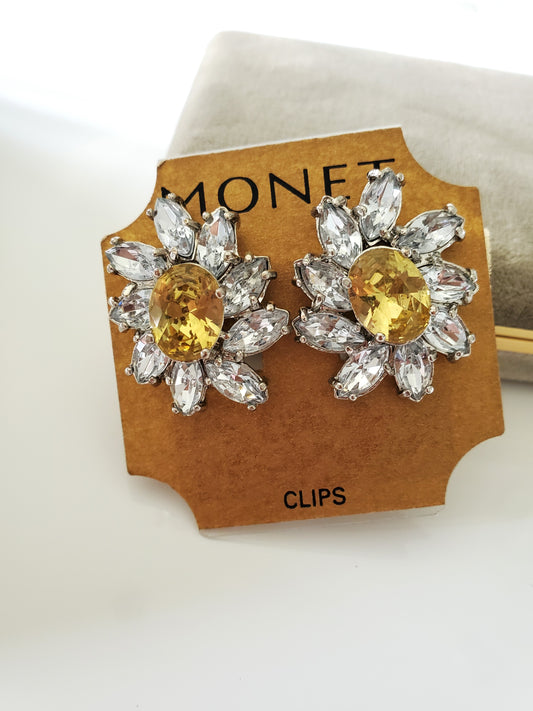 Monet Designer Floral Clip-On Earrings