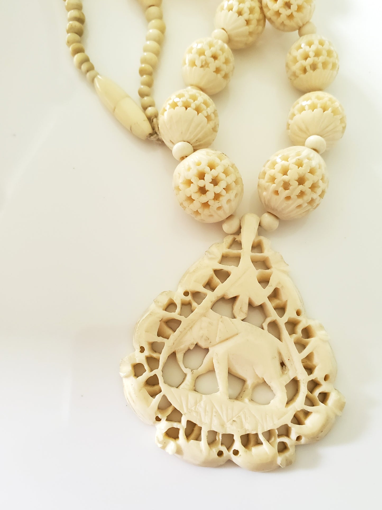 Vintage Carved Celluloid Necklace Lot of 2