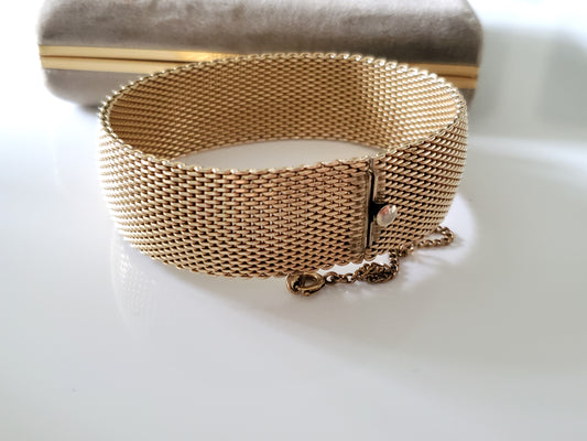 Vintage Gold-fill Mid-Century Mesh Bracelet