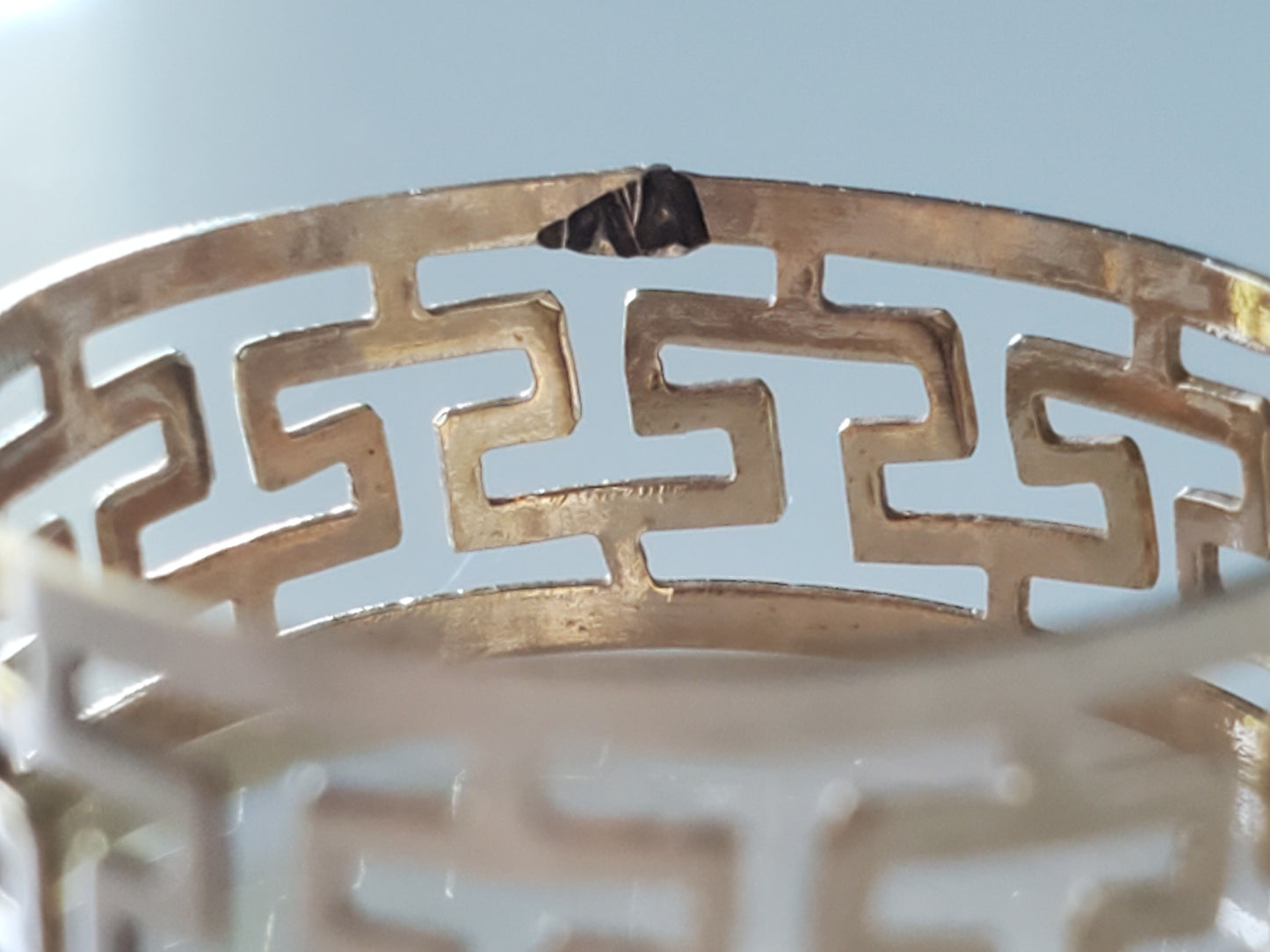 Delicate 14K Gold Greek Key Meander Open Work 7mm Ring