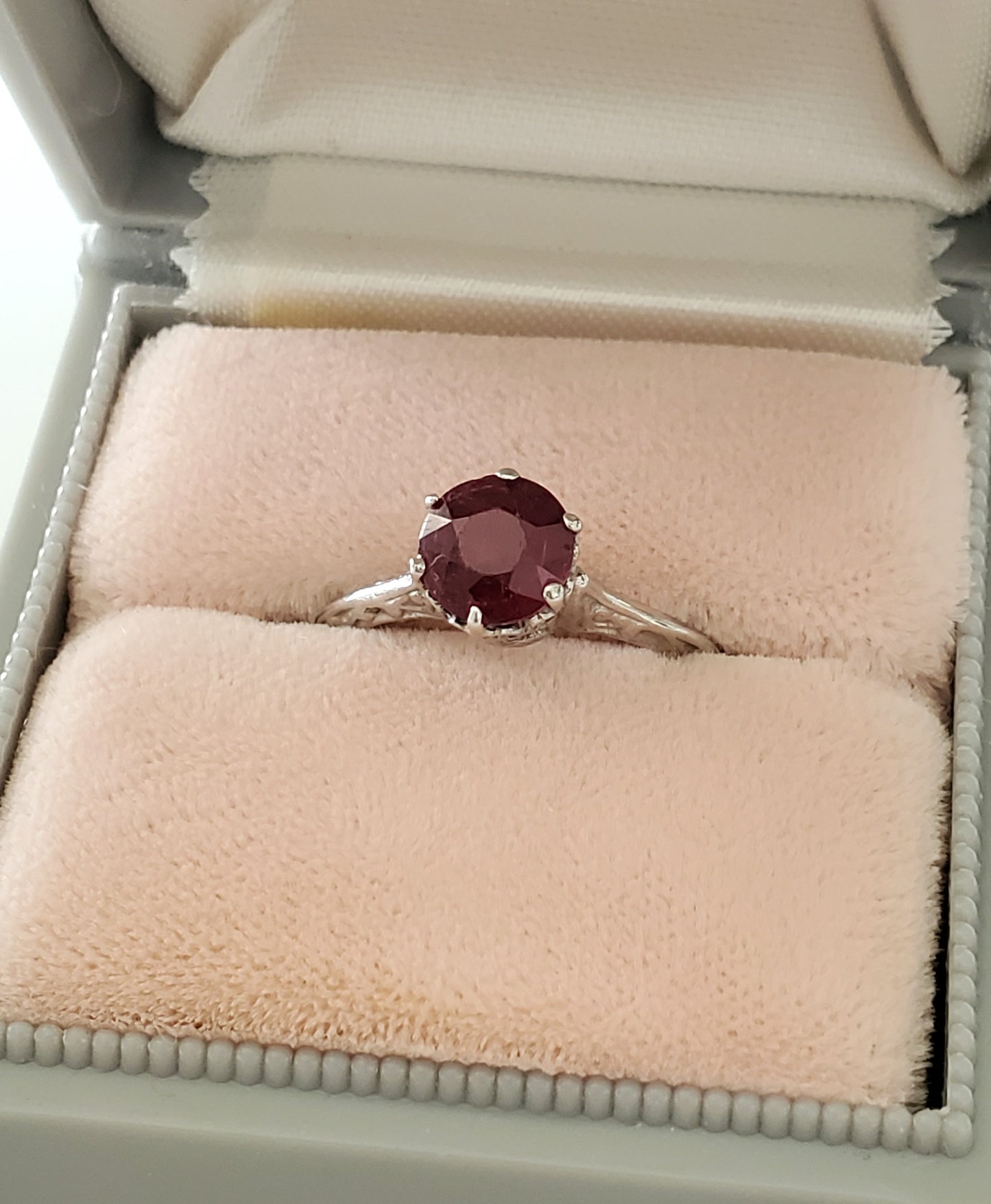 14K Gold - Antique 1920s Art Deco Ruby Solitaire Engagement Ring