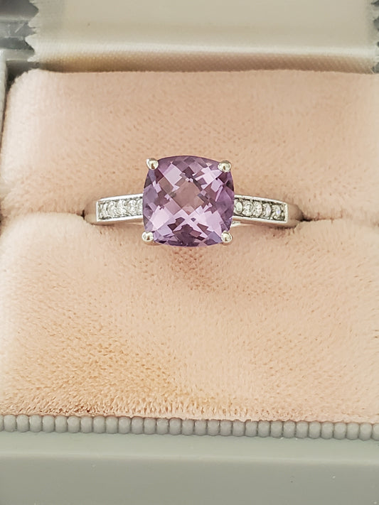 Petty Palladium Amethyst and Diamond Ring