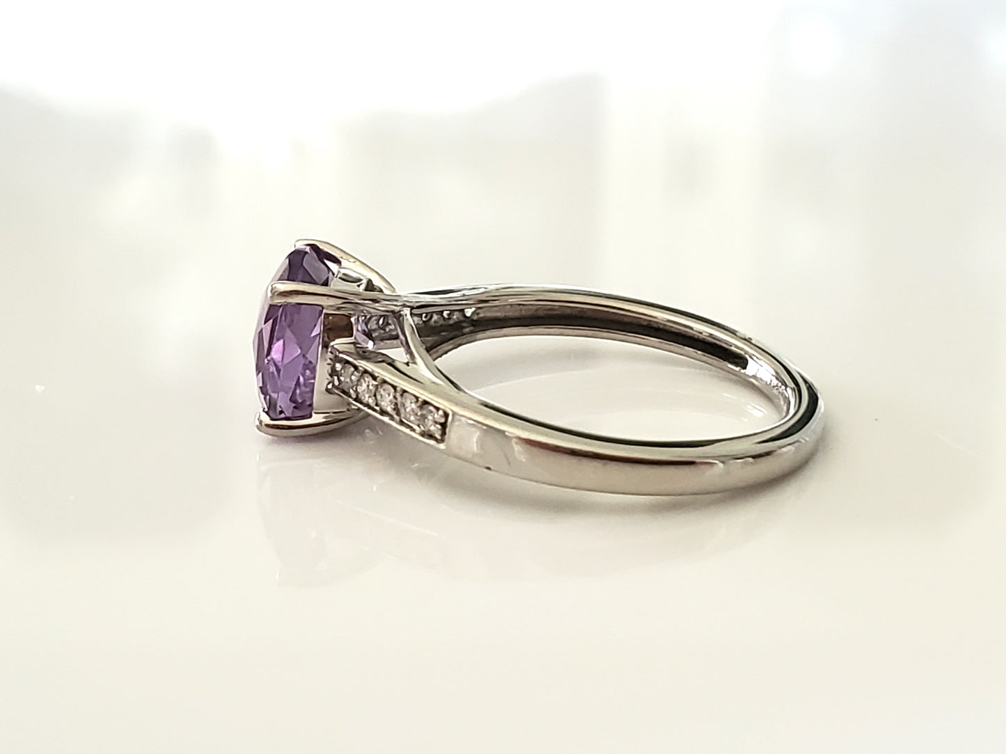 Petty Palladium Amethyst and Diamond Ring