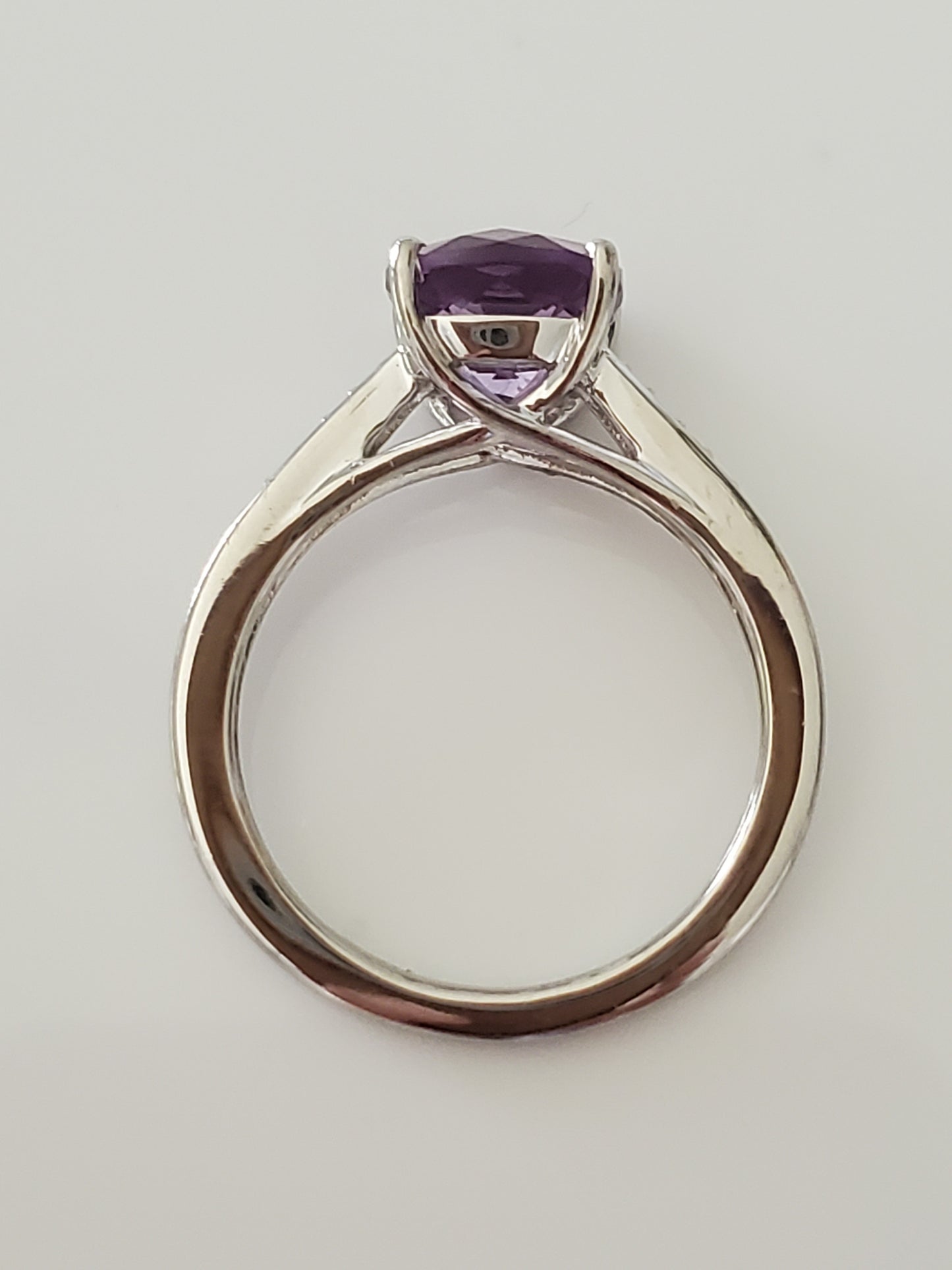 Petty Palladium Amethyst and Diamond Ring