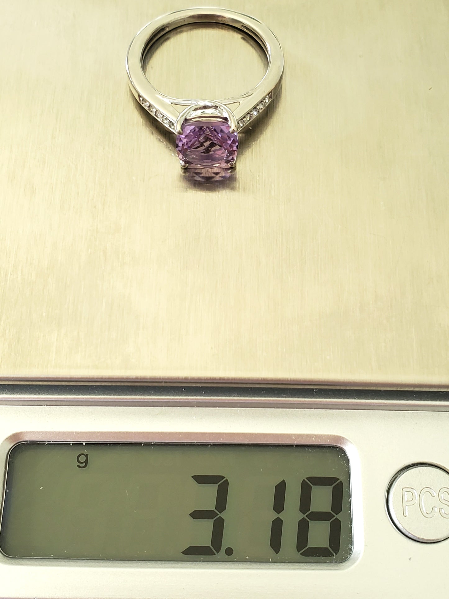 Petty Palladium Amethyst and Diamond Ring