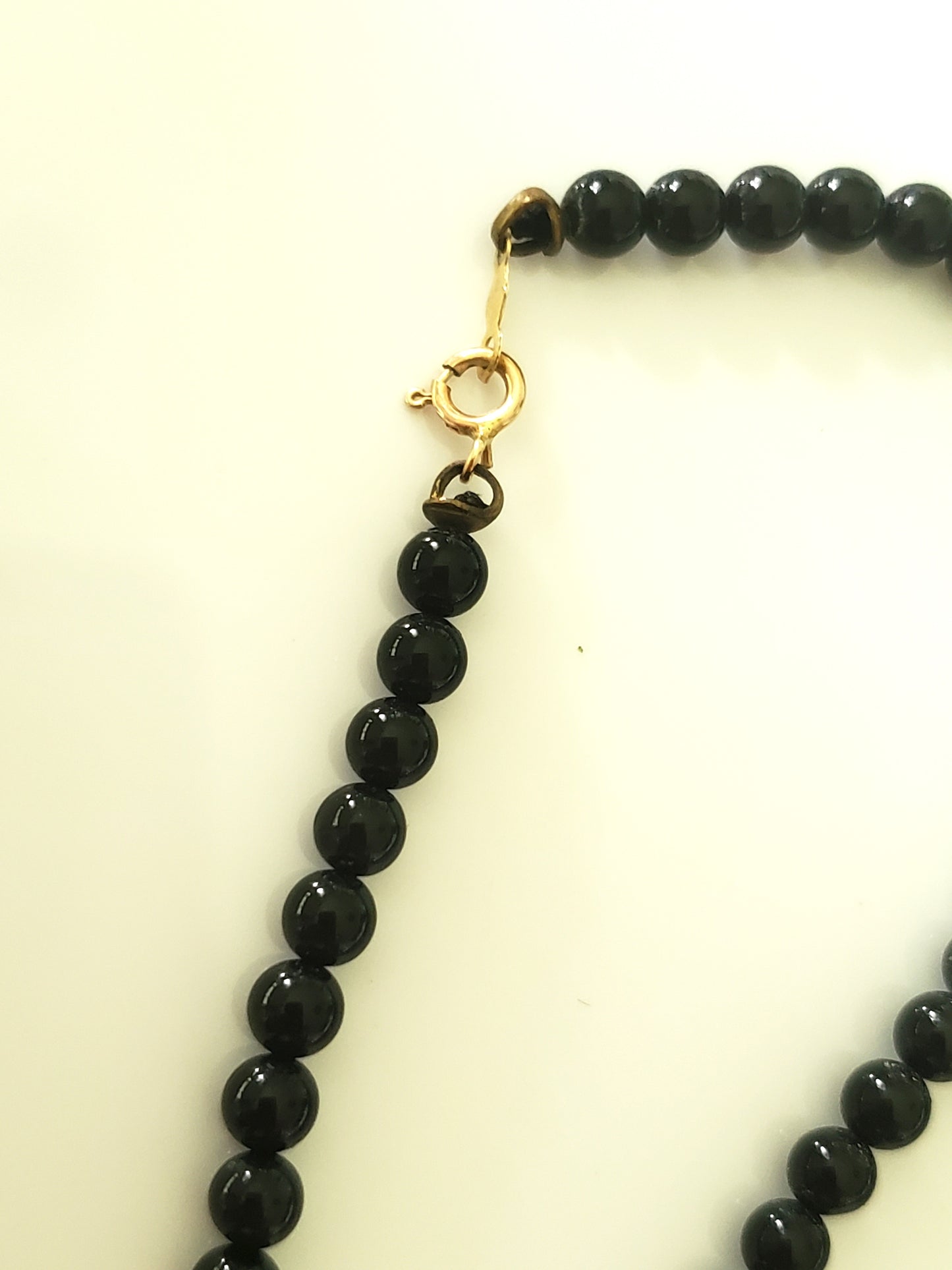 Small Onyx Beaded Necklace with 14K Gold Clasp