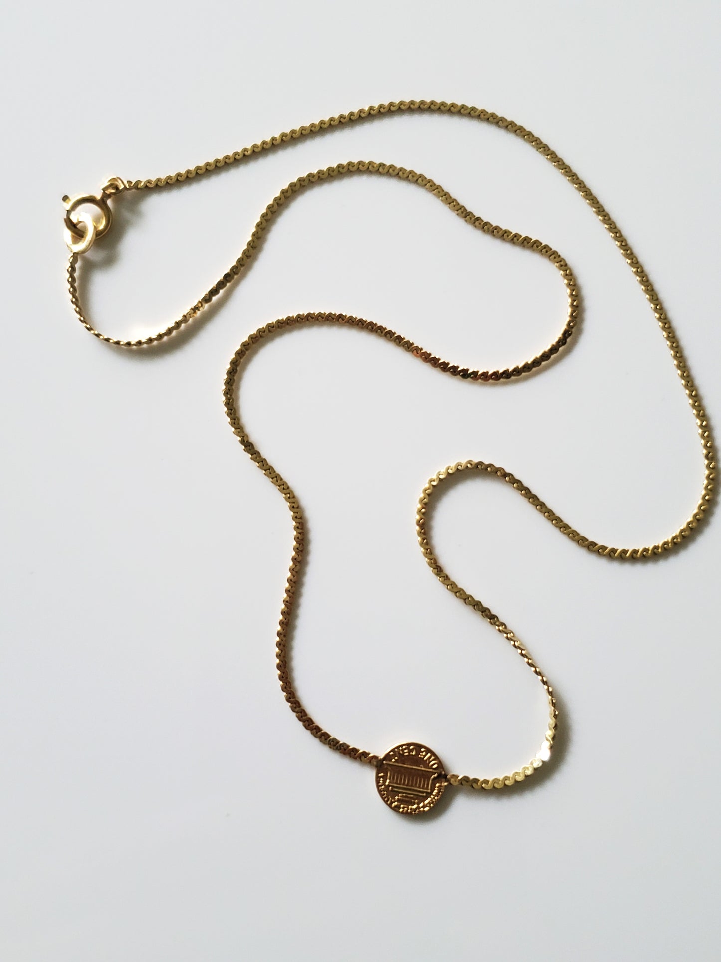 14K Gold - Vintage Penny Coin Necklace