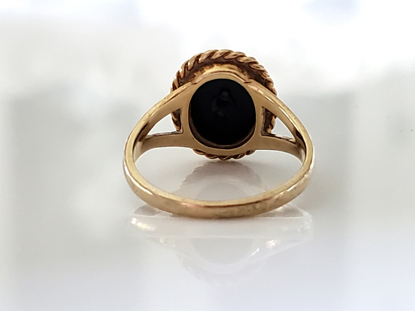 Vintage 10K Gold Onyx and Diamond Ring