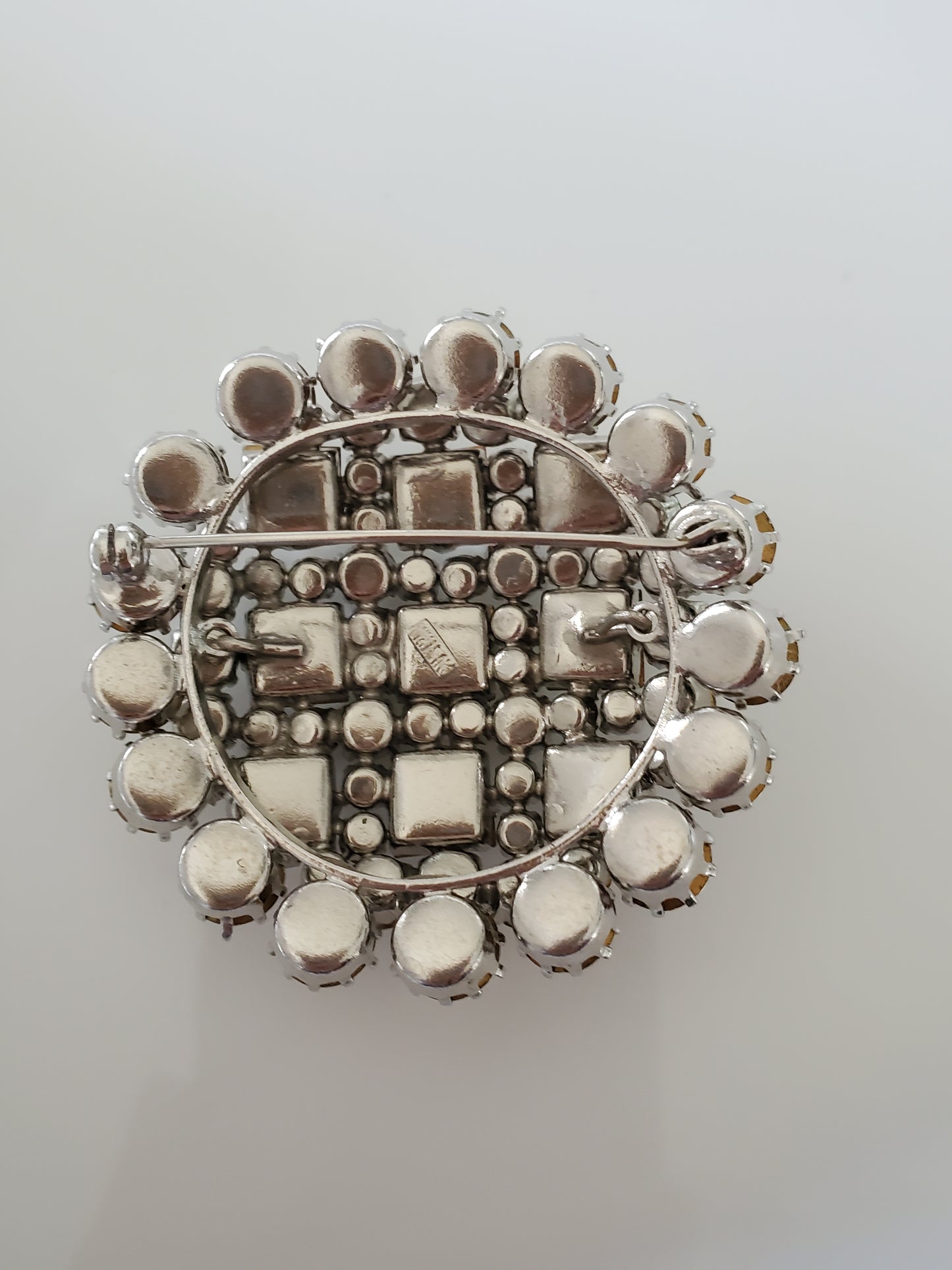 Vintage Mid-century Weiss Designer Clear Rhinestone Dome Brooch