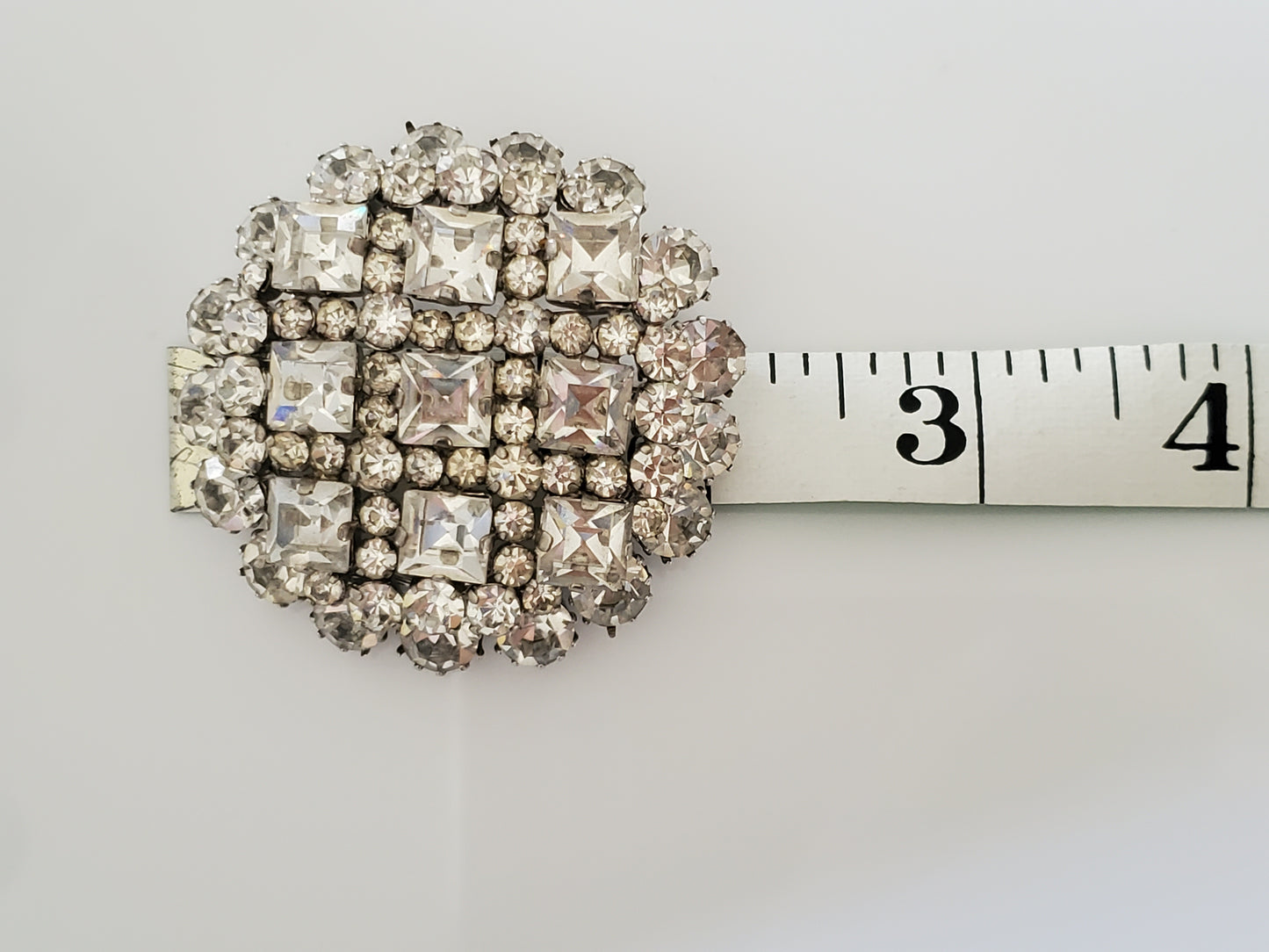 Vintage Mid-century Weiss Designer Clear Rhinestone Dome Brooch